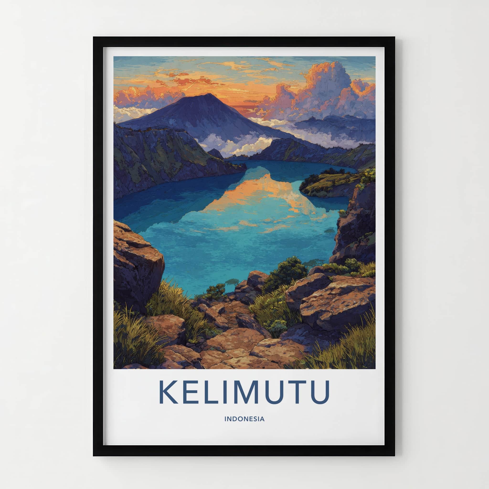 Kelimutu Poster - Indonesia Art Print - Volcanic Crater Lakes Home Decor