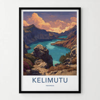 Kelimutu Poster - Indonesia Travel Art - Colorful Crater Lakes Wall Decor