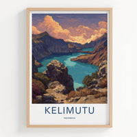 Kelimutu Poster - Indonesia Travel Art - Colorful Crater Lakes Wall Decor