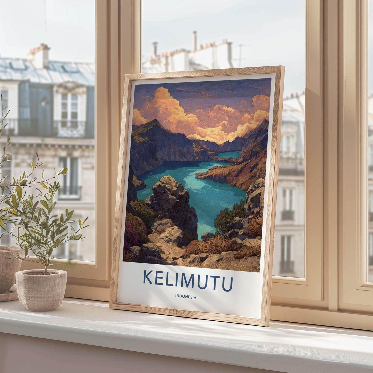 Kelimutu Poster - Indonesia Travel Art - Colorful Crater Lakes Wall Decor