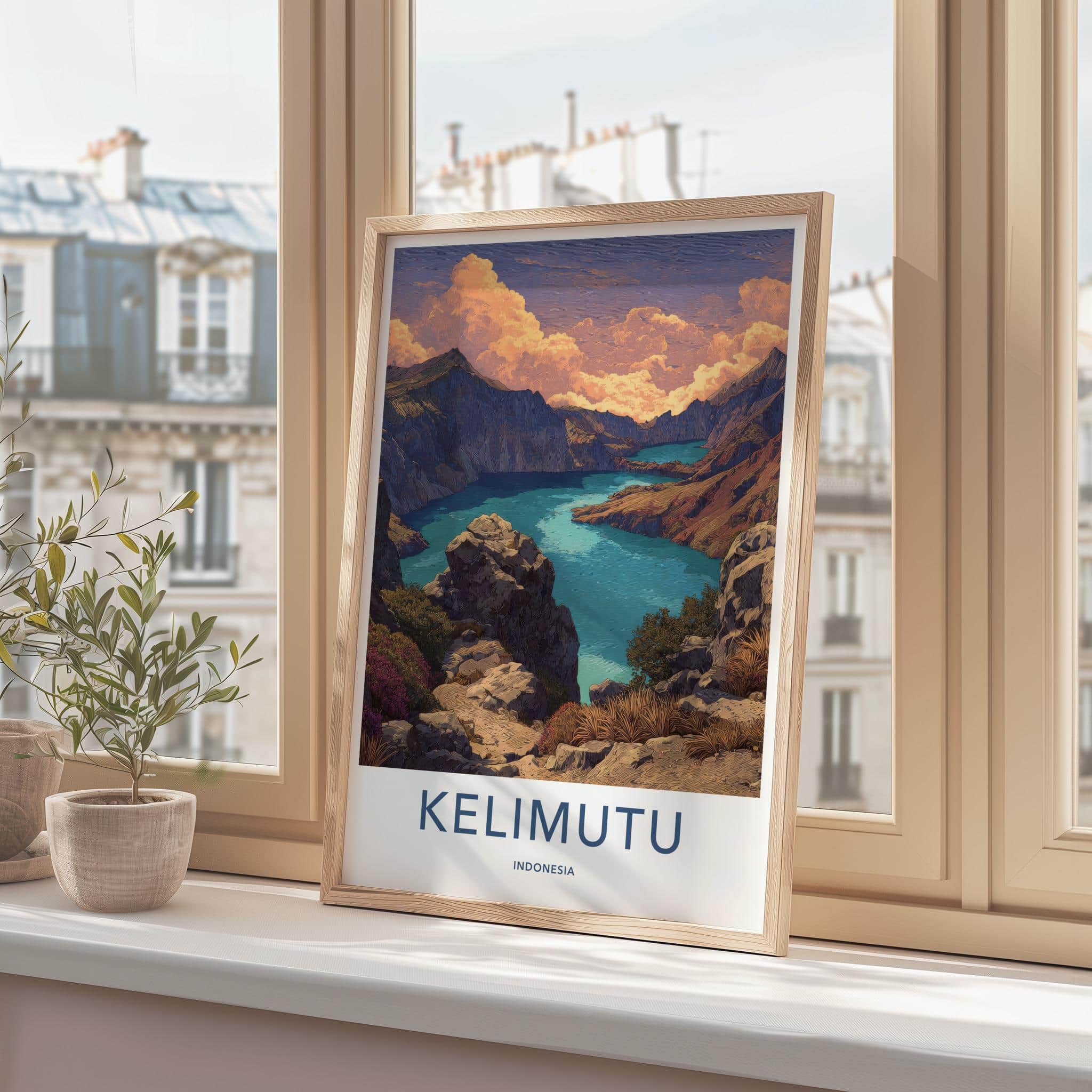 Kelimutu Poster - Indonesia Travel Art - Colorful Crater Lakes Wall Decor