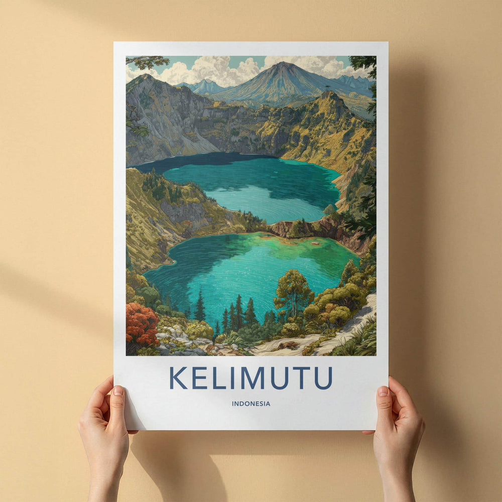 Kelimutu Poster - Indonesia Travel Art - Three Crater Lakes Home Decor