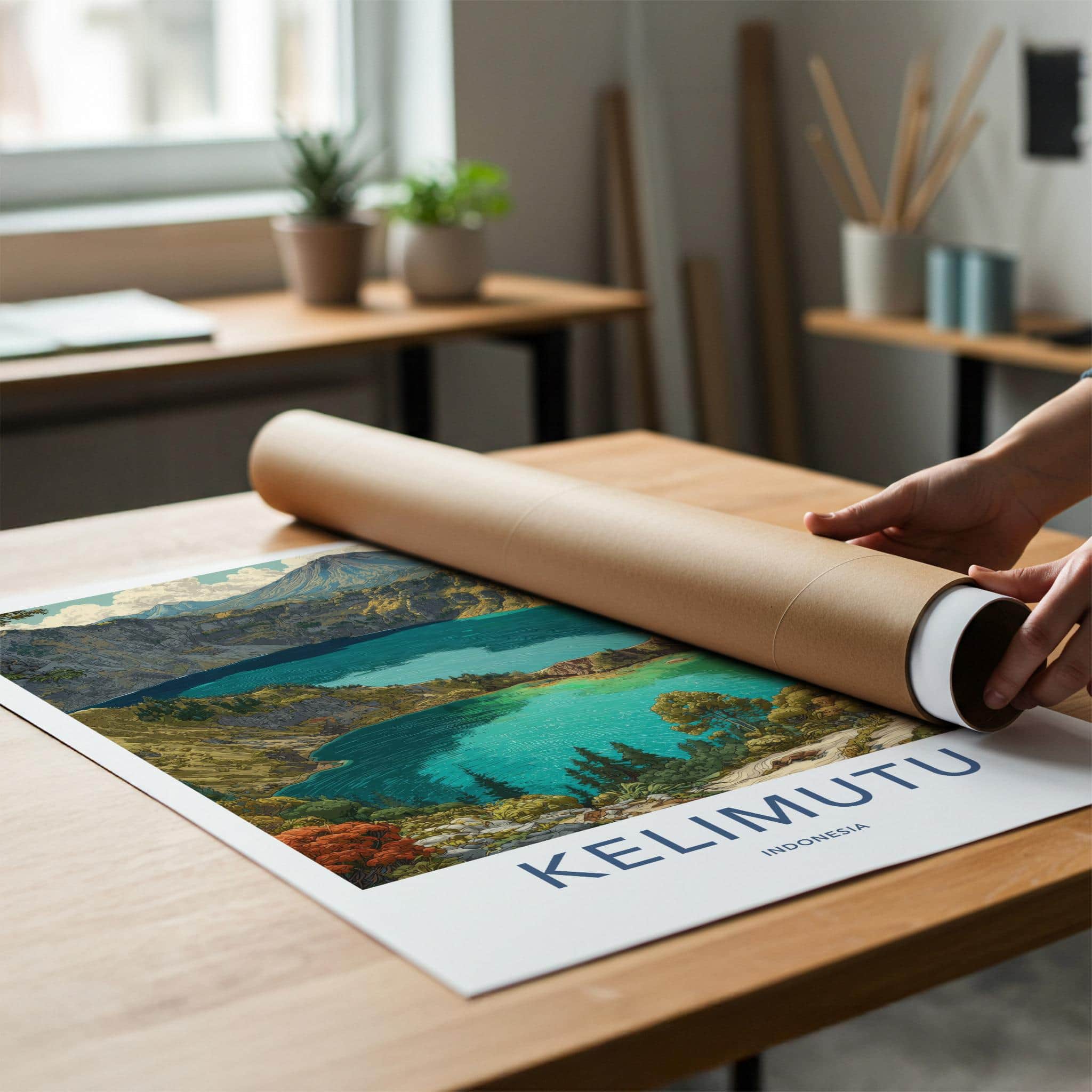 Kelimutu Poster - Indonesia Travel Art - Three Crater Lakes Home Decor