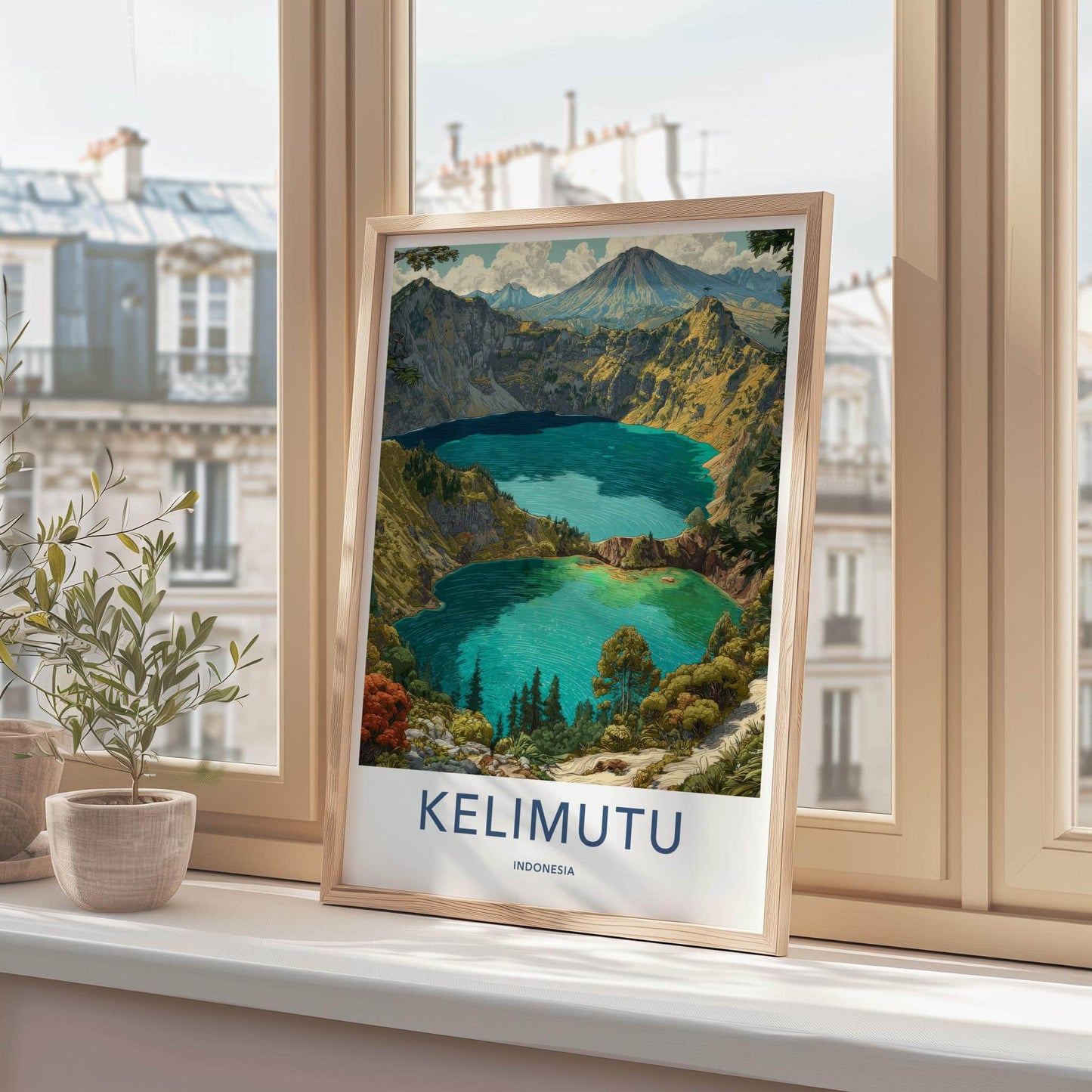 Kelimutu Poster - Indonesia Travel Art - Three Crater Lakes Home Decor