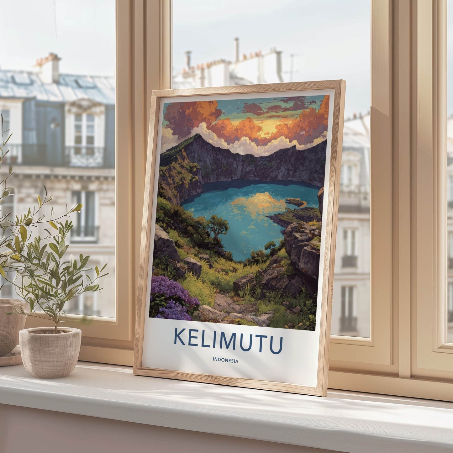 Kelimutu Poster - Indonesia Travel Art - Three Hued Lake Home Decor