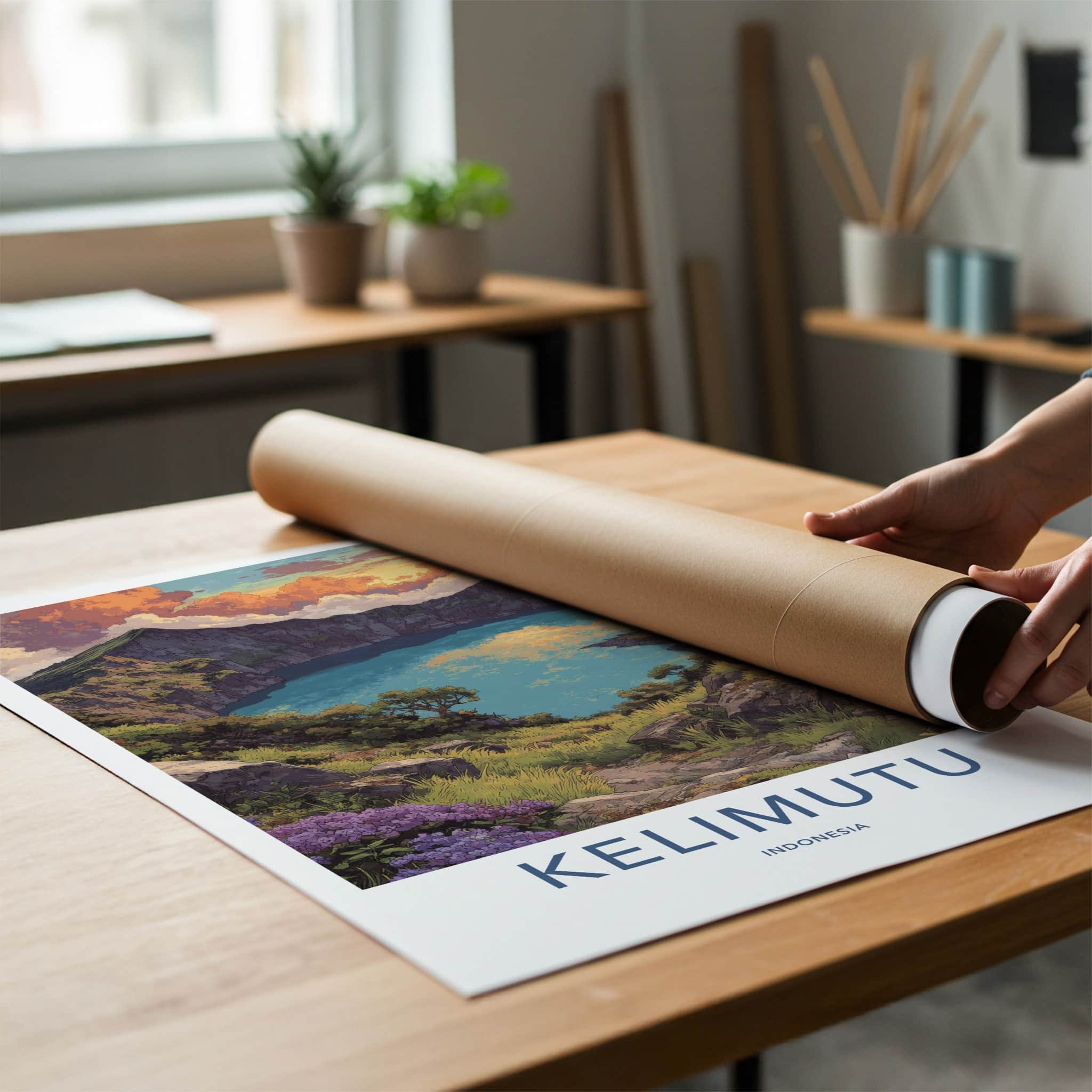Kelimutu Poster - Indonesia Travel Art - Three Hued Lake Home Decor