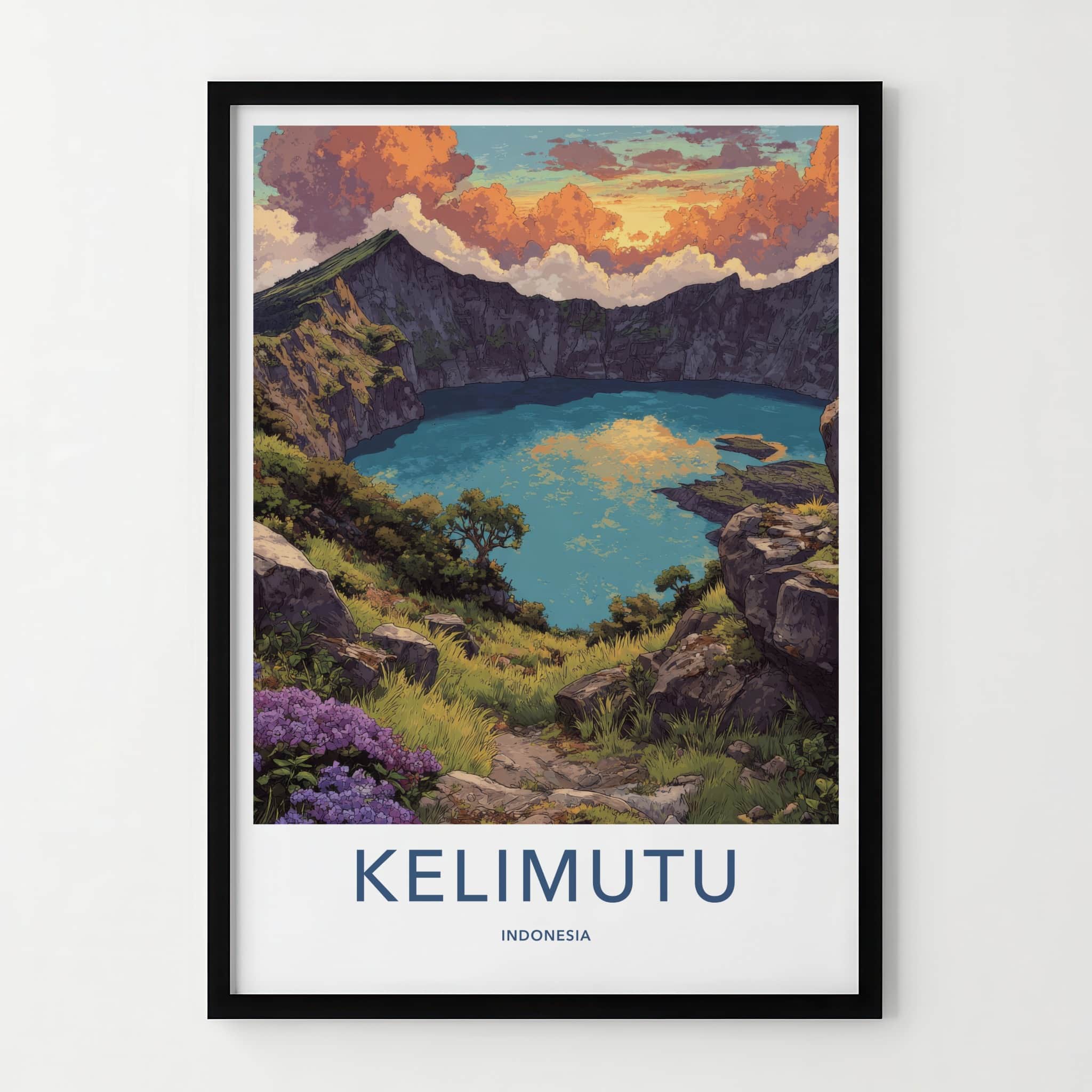 Kelimutu Poster - Indonesia Travel Art - Three Hued Lake Home Decor