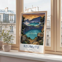 Kelimutu Poster - Indonesia Travel Art - Triple Crater Lakes Wall Decor