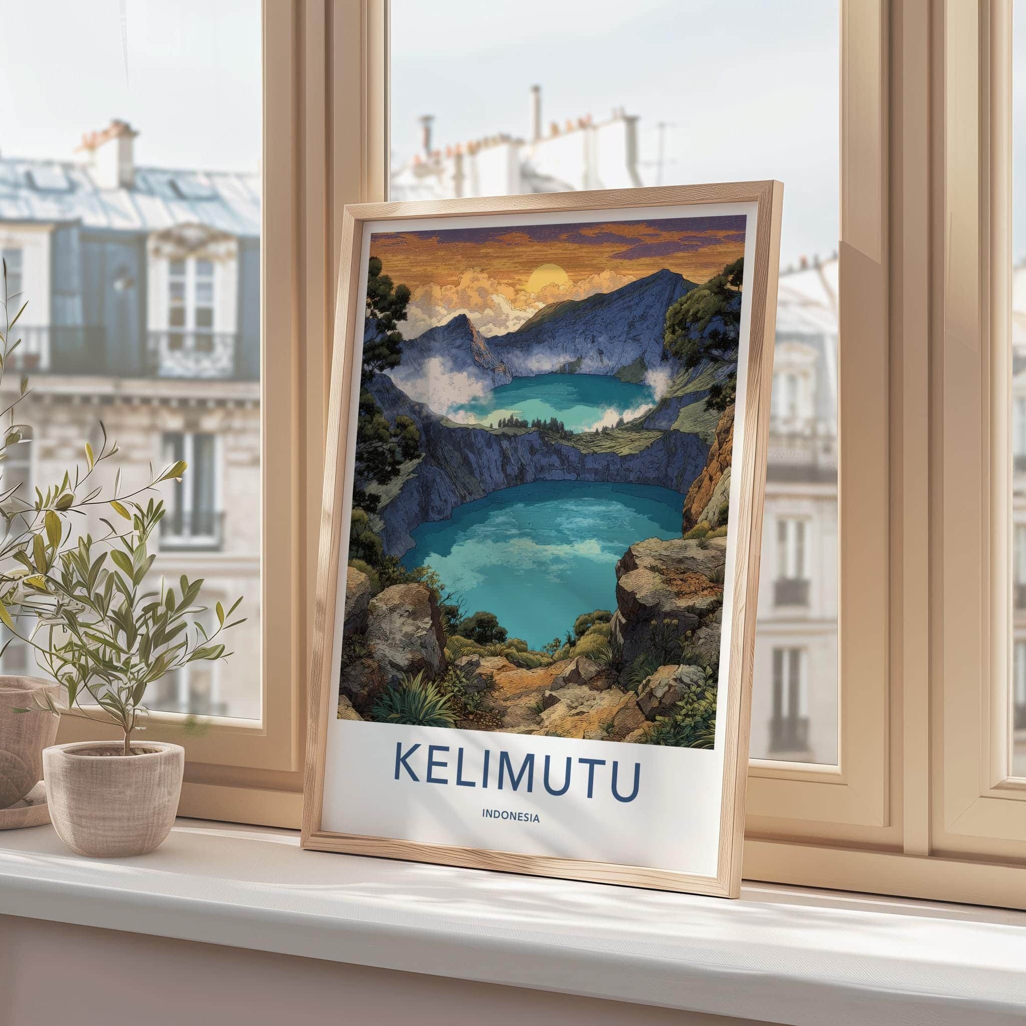 Kelimutu Poster - Indonesia Travel Art - Triple Crater Lakes Wall Decor