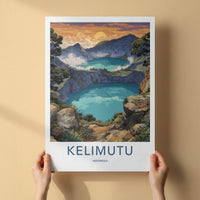 Kelimutu Poster - Indonesia Travel Art - Triple Crater Lakes Wall Decor