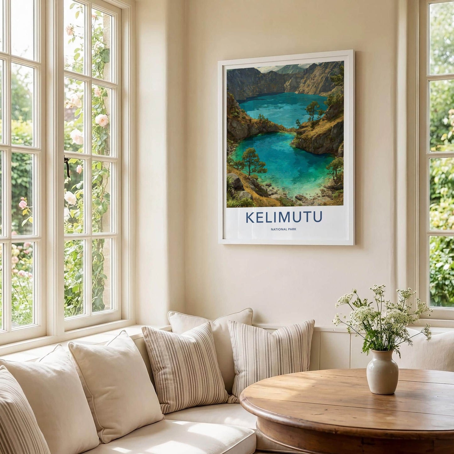 Kelimutu Poster - Indonesia Travel Art - Turquoise Volcanic Lakes Home Decor
