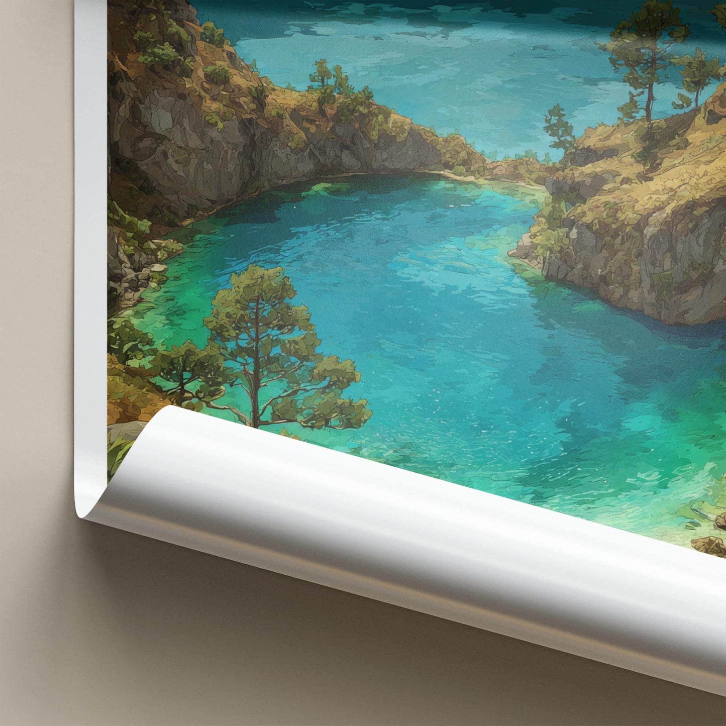 Kelimutu Poster - Indonesia Travel Art - Turquoise Volcanic Lakes Home Decor