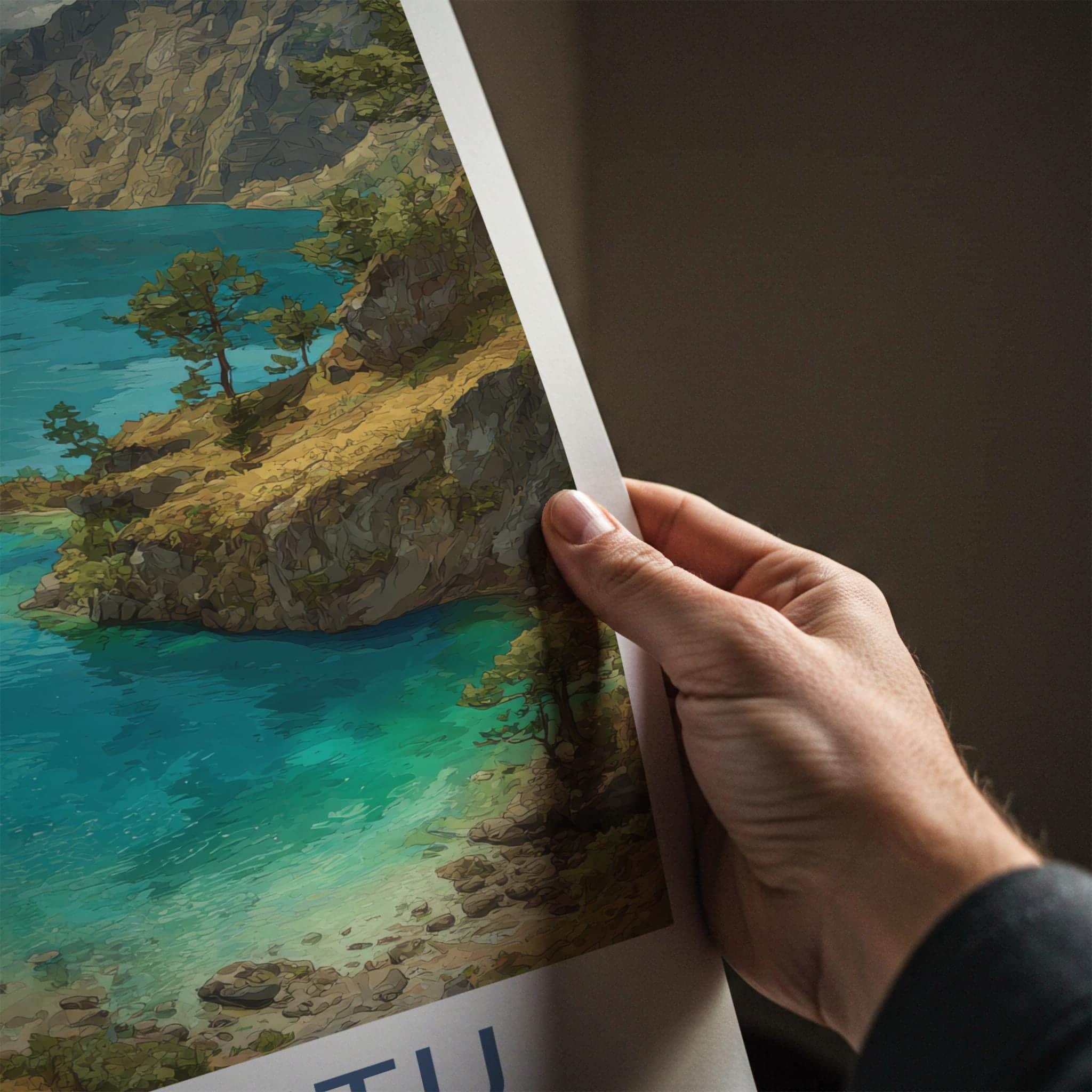 Kelimutu Poster - Indonesia Travel Art - Turquoise Volcanic Lakes Home Decor