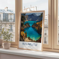 Kelimutu Poster - Indonesia Travel Art - Volcanic Crater Lake Home Decor