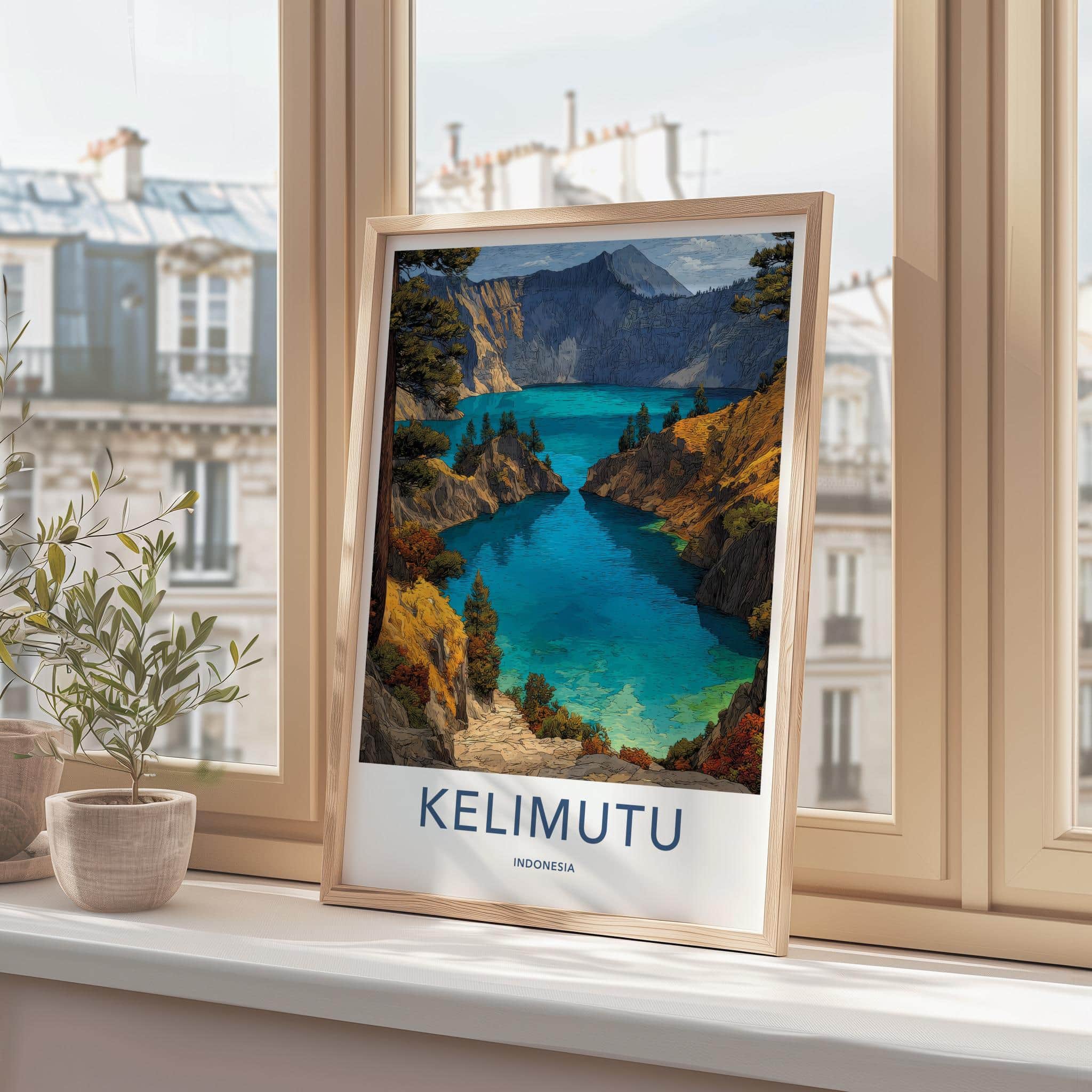 Kelimutu Poster - Indonesia Travel Art - Volcanic Crater Lake Home Decor