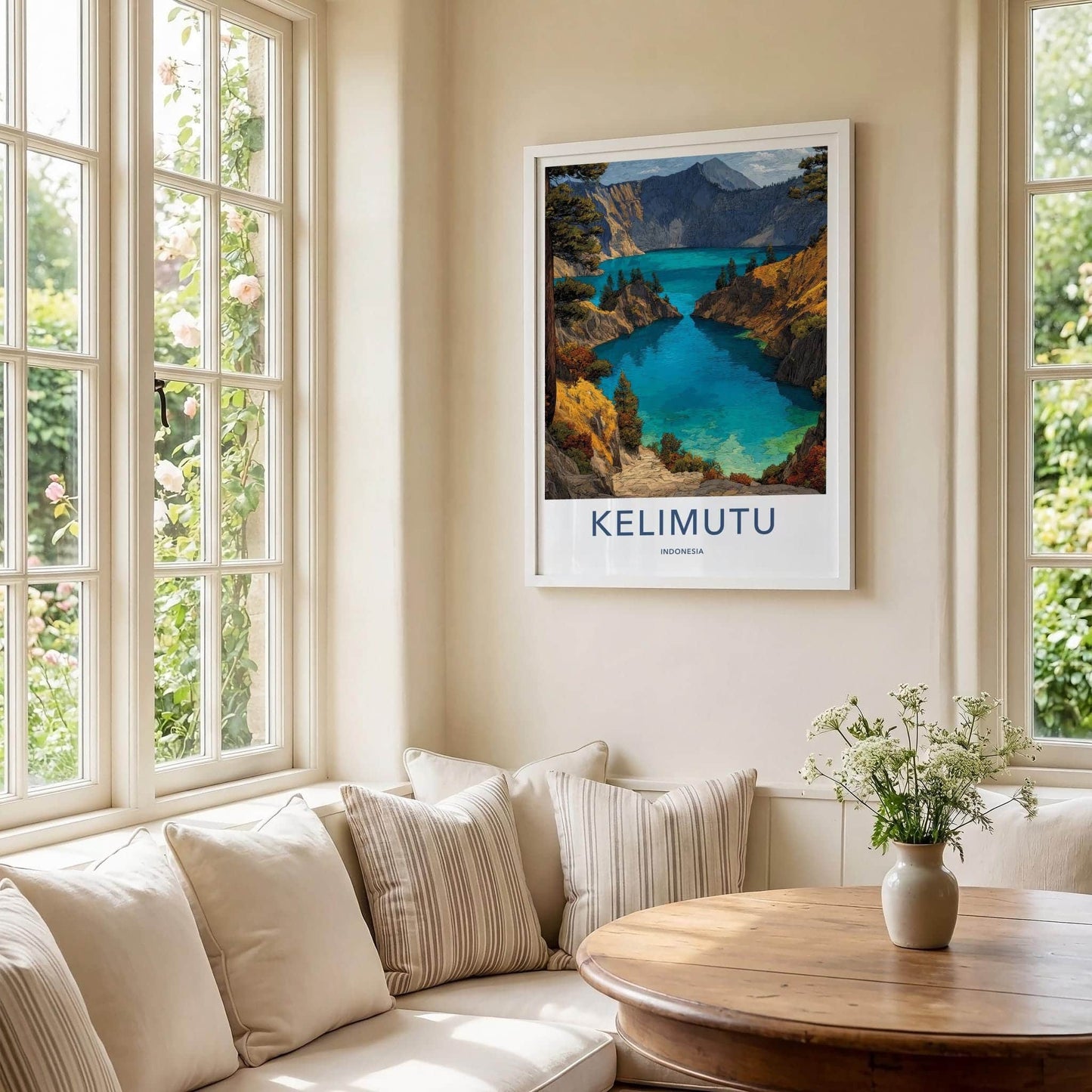 Kelimutu Poster - Indonesia Travel Art - Volcanic Crater Lake Home Decor