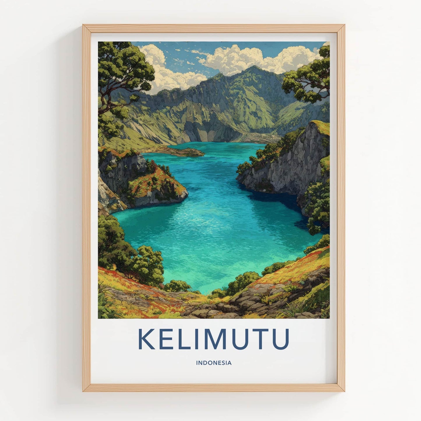 Kelimutu Poster Indonesia Turquoise Crater Lake Home Art