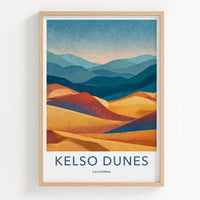 Kelso Dunes Poster - California Travel Art - Vibrant Layered Dunes Wall Decor