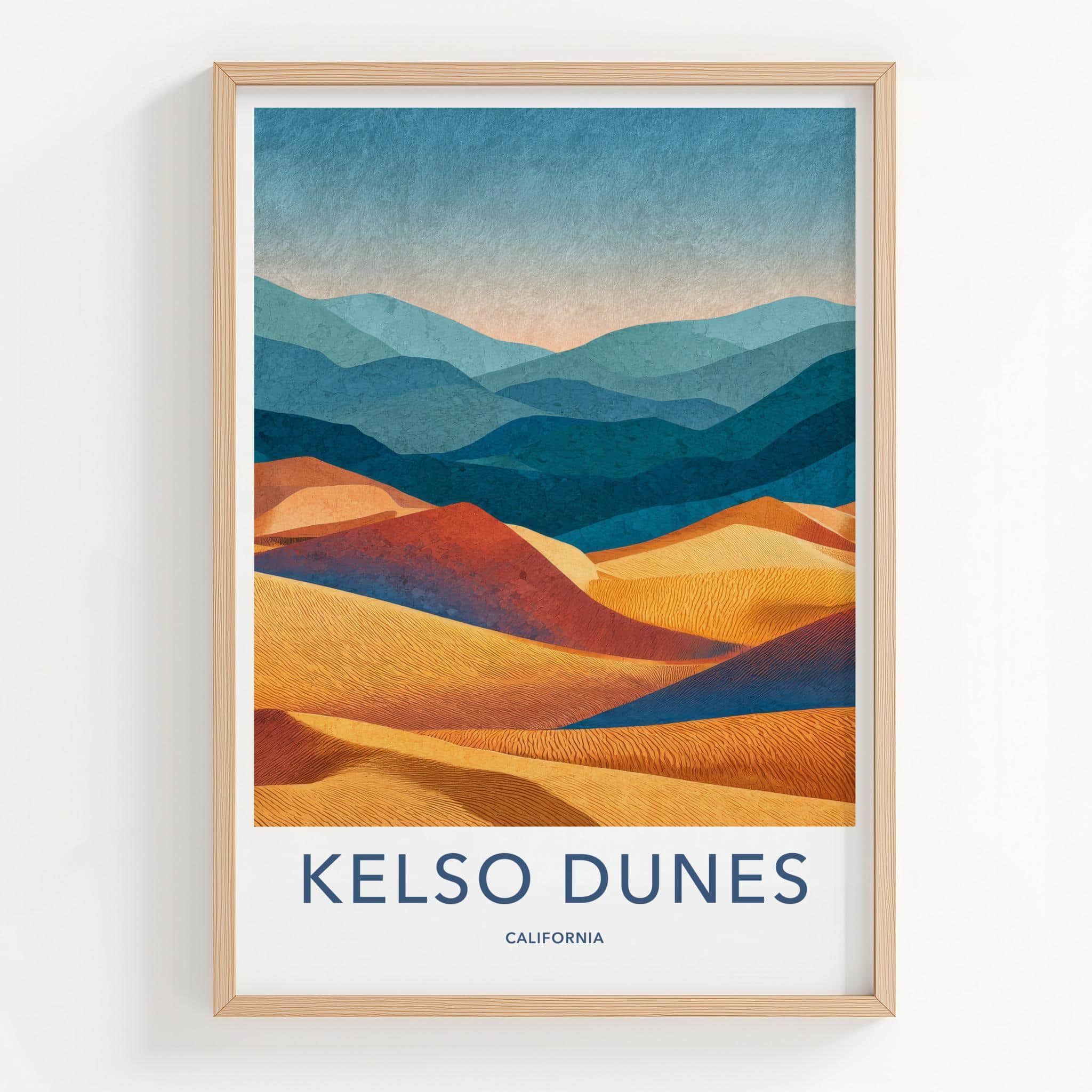 Kelso Dunes Poster - California Travel Art - Vibrant Layered Dunes Wall Decor