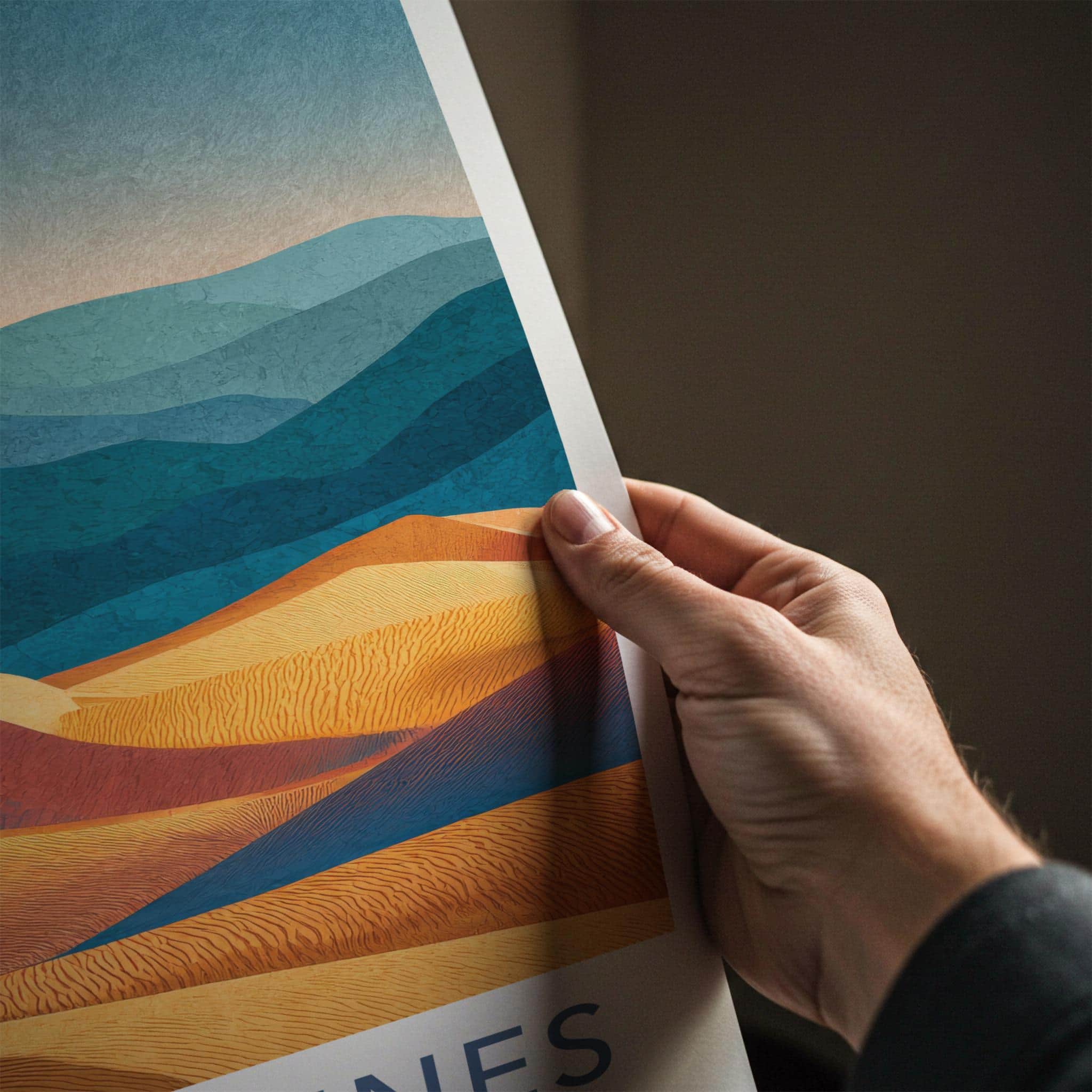Kelso Dunes Poster - California Travel Art - Vibrant Layered Dunes Wall Decor