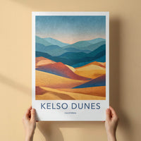 Kelso Dunes Poster - California Travel Art - Vibrant Layered Dunes Wall Decor