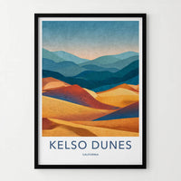 Kelso Dunes Poster - California Travel Art - Vibrant Layered Dunes Wall Decor