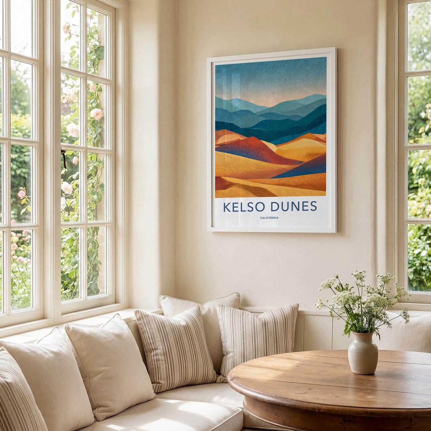 Kelso Dunes Poster - California Travel Art - Vibrant Layered Dunes Wall Decor