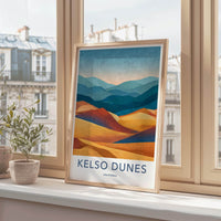 Kelso Dunes Poster - California Travel Art - Vibrant Layered Dunes Wall Decor