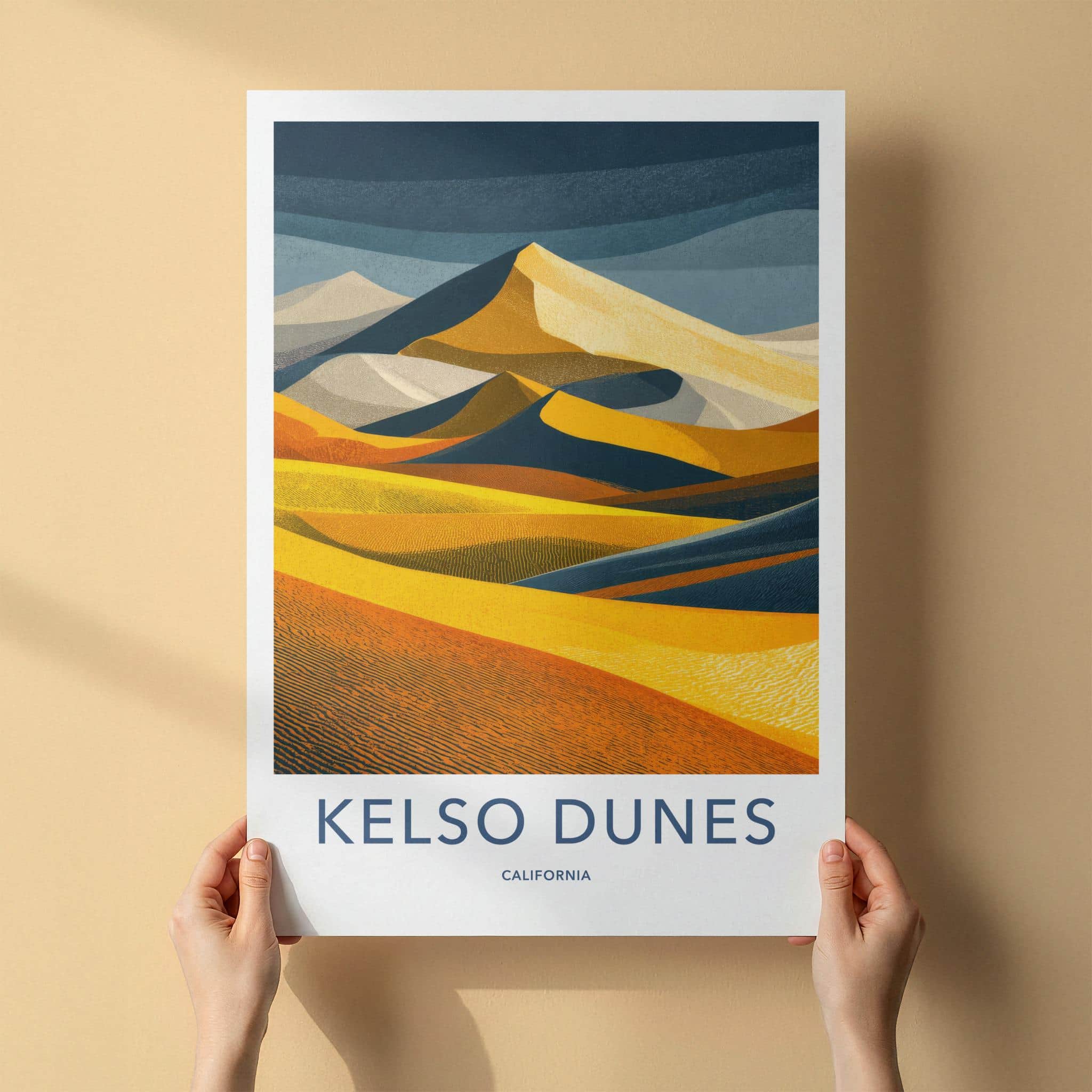 Kelso Dunes Poster - California Travel Art - Vivid Desert Layers Wall Decor