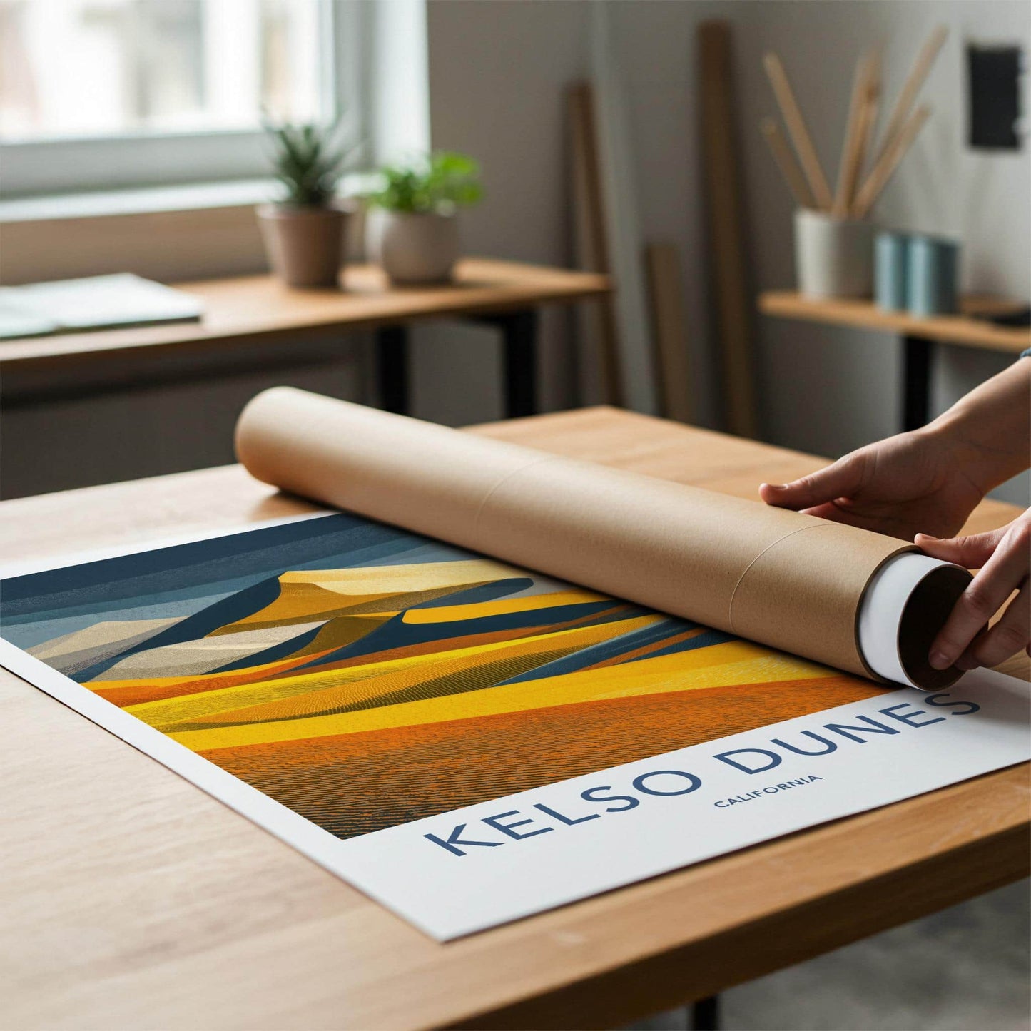 Kelso Dunes Poster - California Travel Art - Vivid Desert Layers Wall Decor