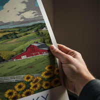 Kentucky Poster - Kentucky Travel Art - Red Barn Sunflowers Home Decor