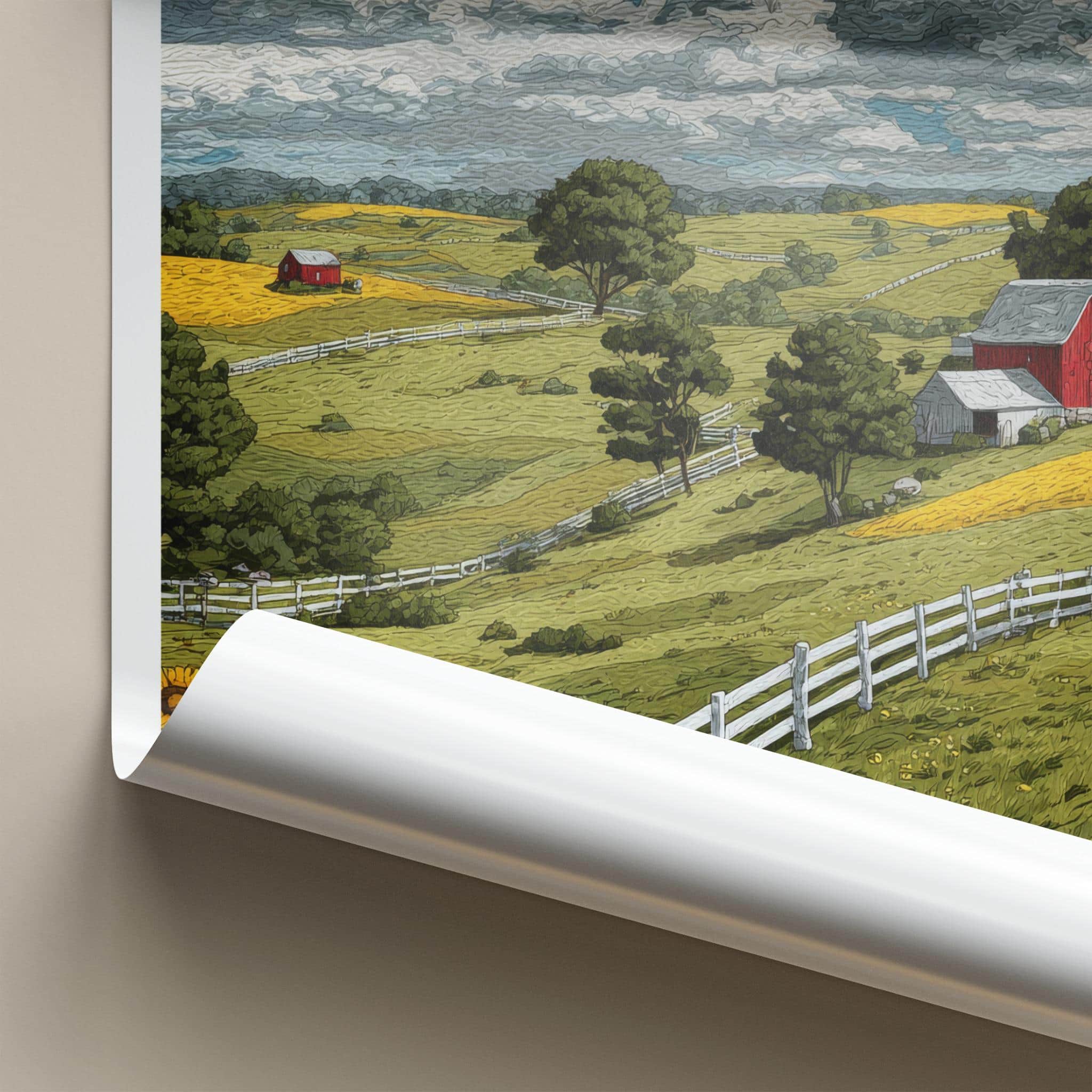 Kentucky Poster - Kentucky Travel Art - Rural Barn Sunflowers Home Decor
