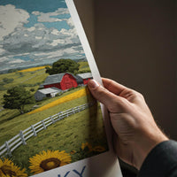 Kentucky Poster - Kentucky Travel Art - Rural Barn Sunflowers Home Decor