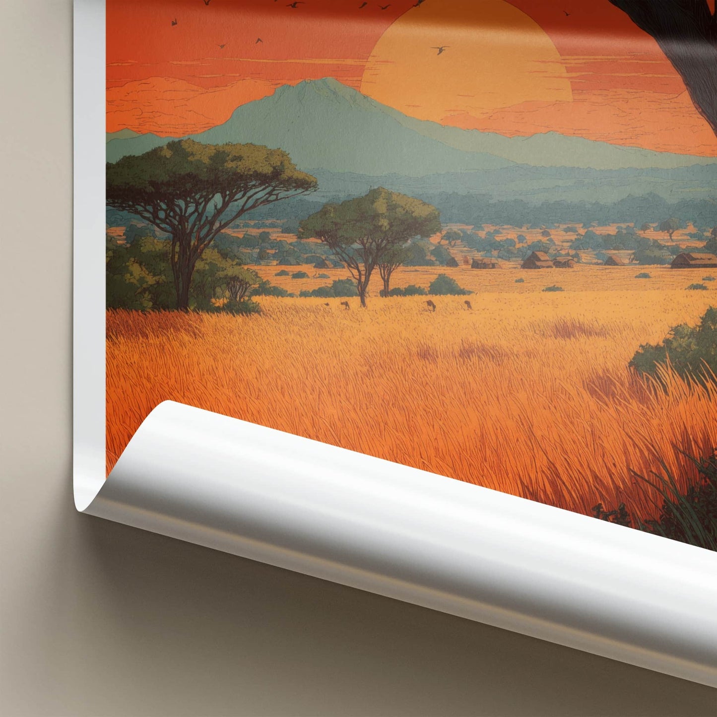 Kenya Poster - Africa Travel Art - Kilimanjaro Sunset Vista Wall Decor