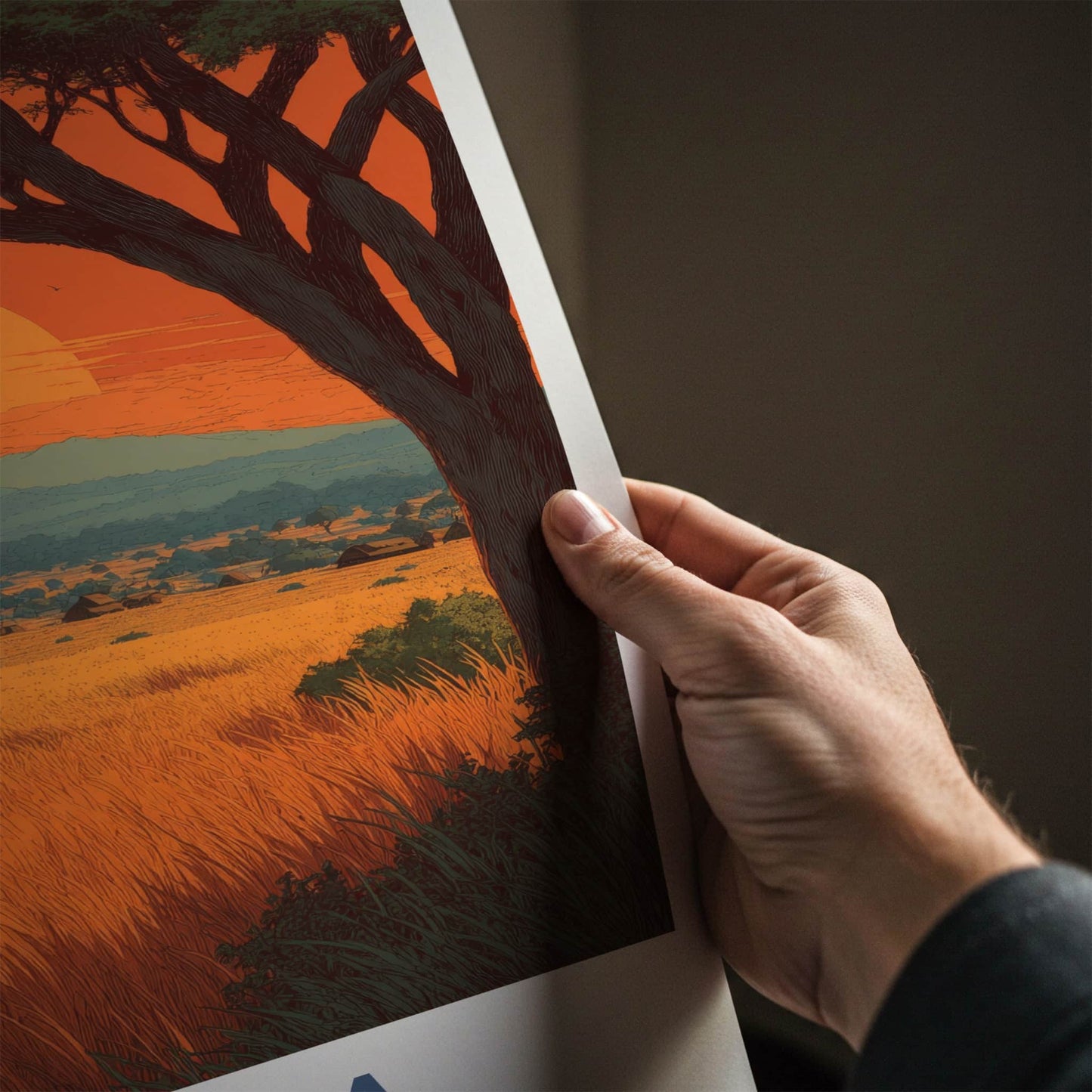 Kenya Poster - Africa Travel Art - Kilimanjaro Sunset Vista Wall Decor