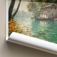 Kerala Poster - India Travel Art - Kerala Backwater House Home Decor