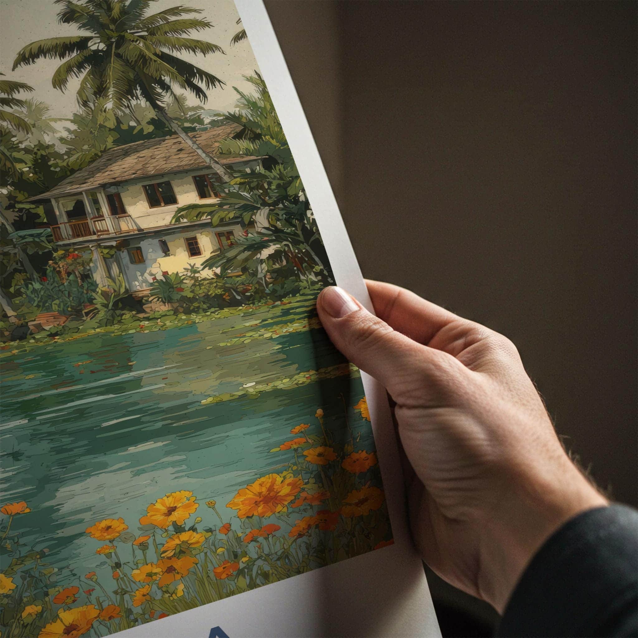 Kerala Poster - India Travel Art - Kerala Backwater Houseboat Home Decor