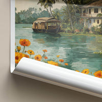 Kerala Poster - India Travel Art - Kerala Backwater Houseboat Home Decor