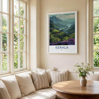 Kerala Poster - India Travel Art - Kerala Green Tea Plantations Home Decor