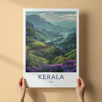 Kerala Poster - India Travel Art - Kerala Green Tea Plantations Home Decor