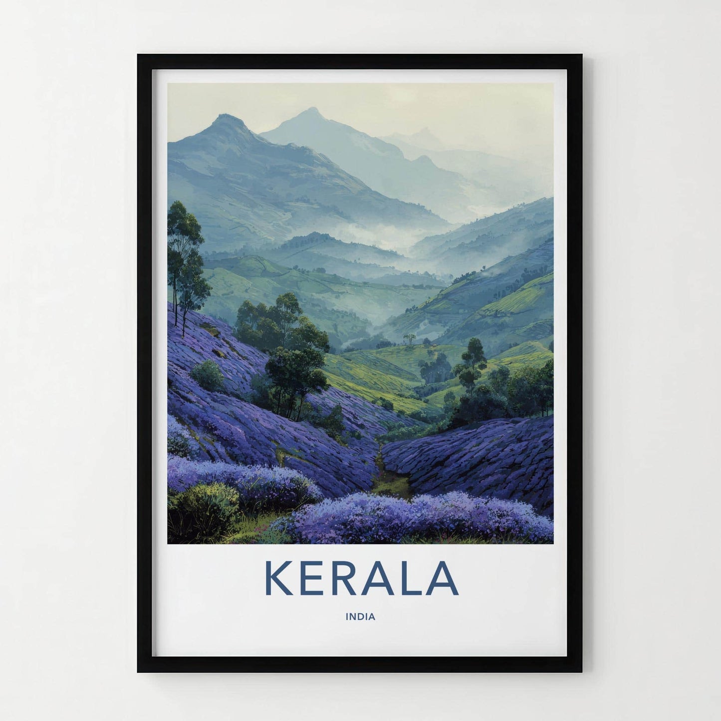 Kerala Poster - India Travel Art - Kerala Lavender Hills Home Decor