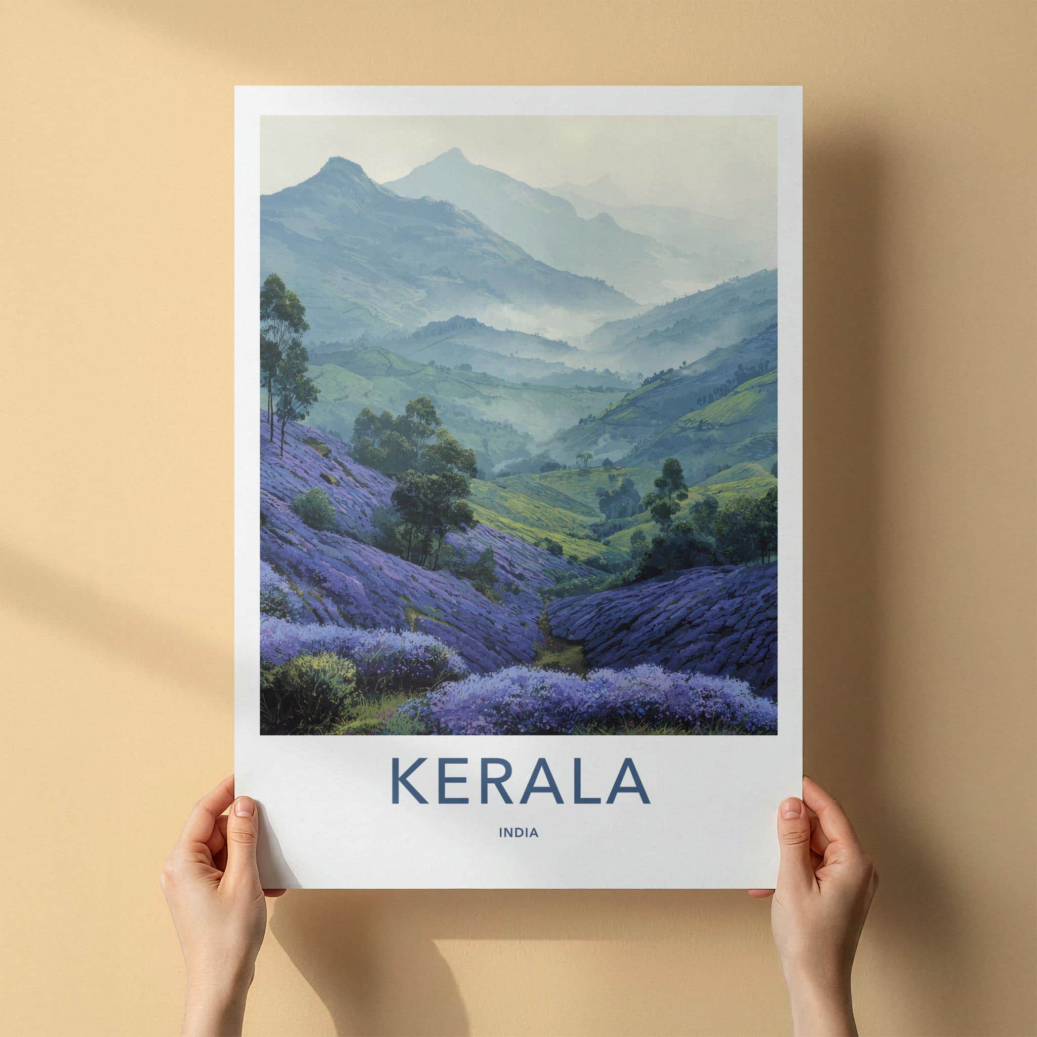 Kerala Poster - India Travel Art - Kerala Lavender Hills Home Decor