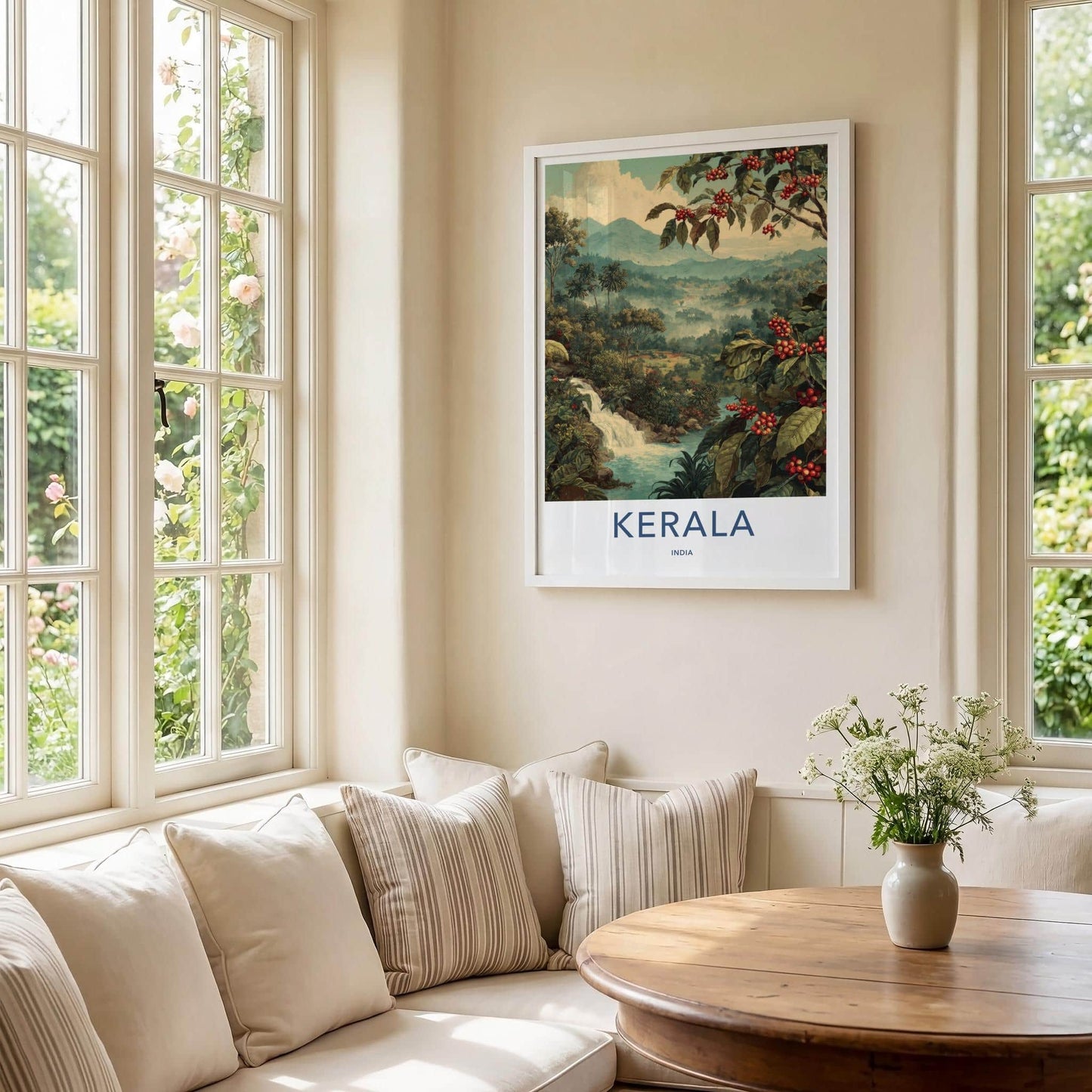 Kerala Poster - India Travel Art - Kerala Misty Jungle Falls Wall Decor