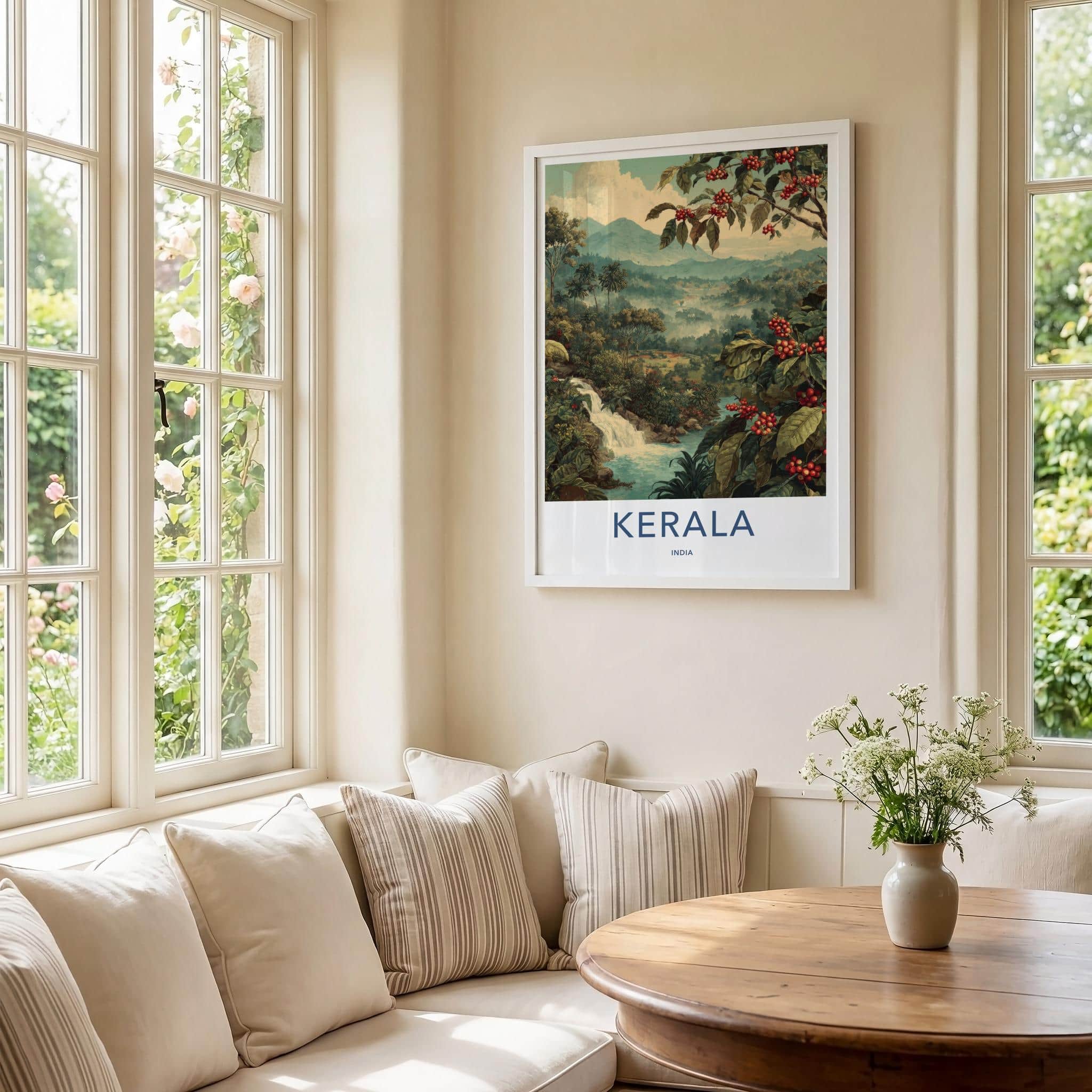 Kerala Poster - India Travel Art - Kerala Misty Jungle Falls Wall Decor