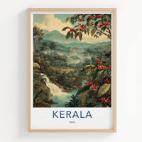 Kerala Poster - India Travel Art - Kerala Misty Jungle Falls Wall Decor