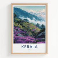 Kerala Poster - India Travel Art - Kerala Misty Mountain Blooms Home Decor