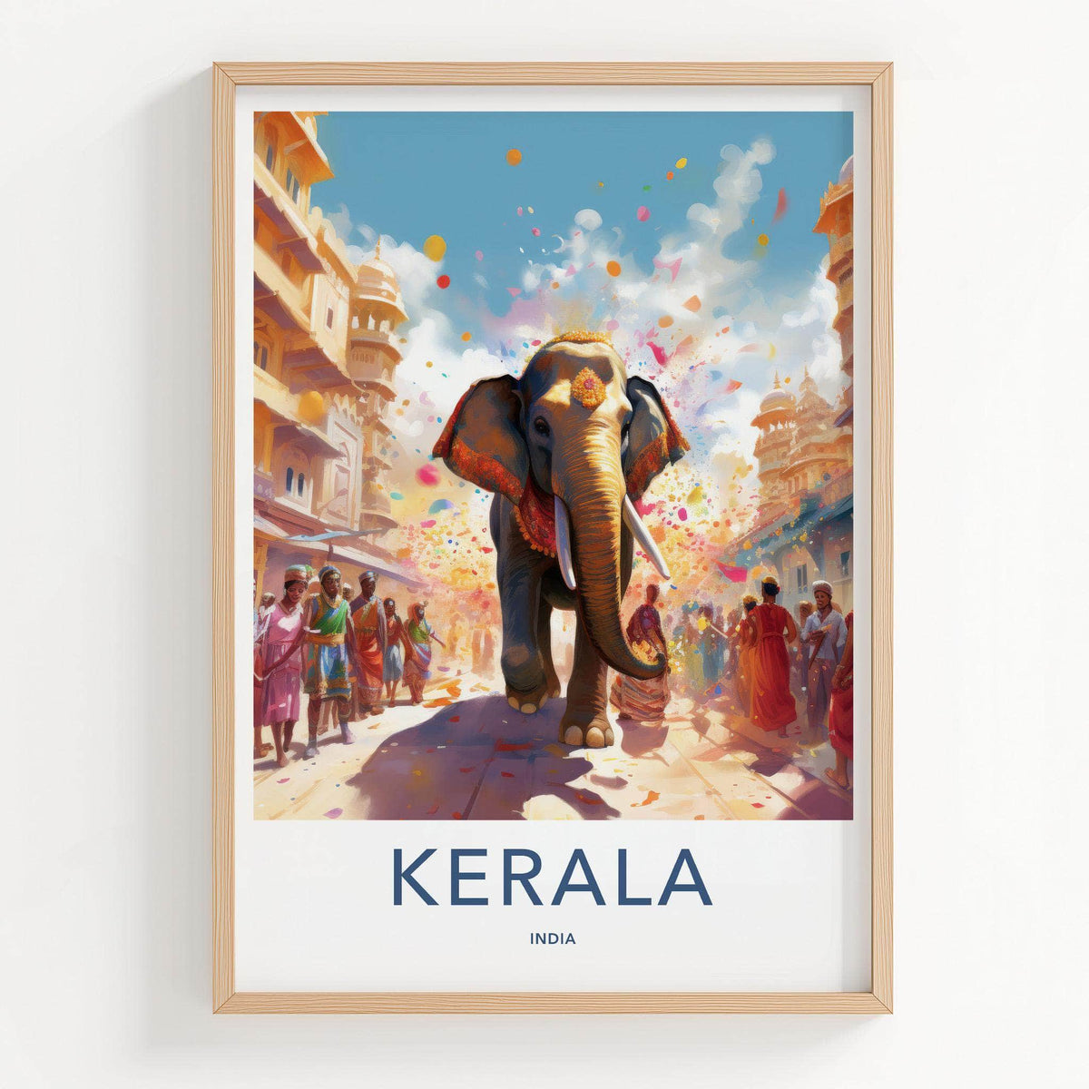 Kerala Wall Art - Vibrant Elephant Parade Poster