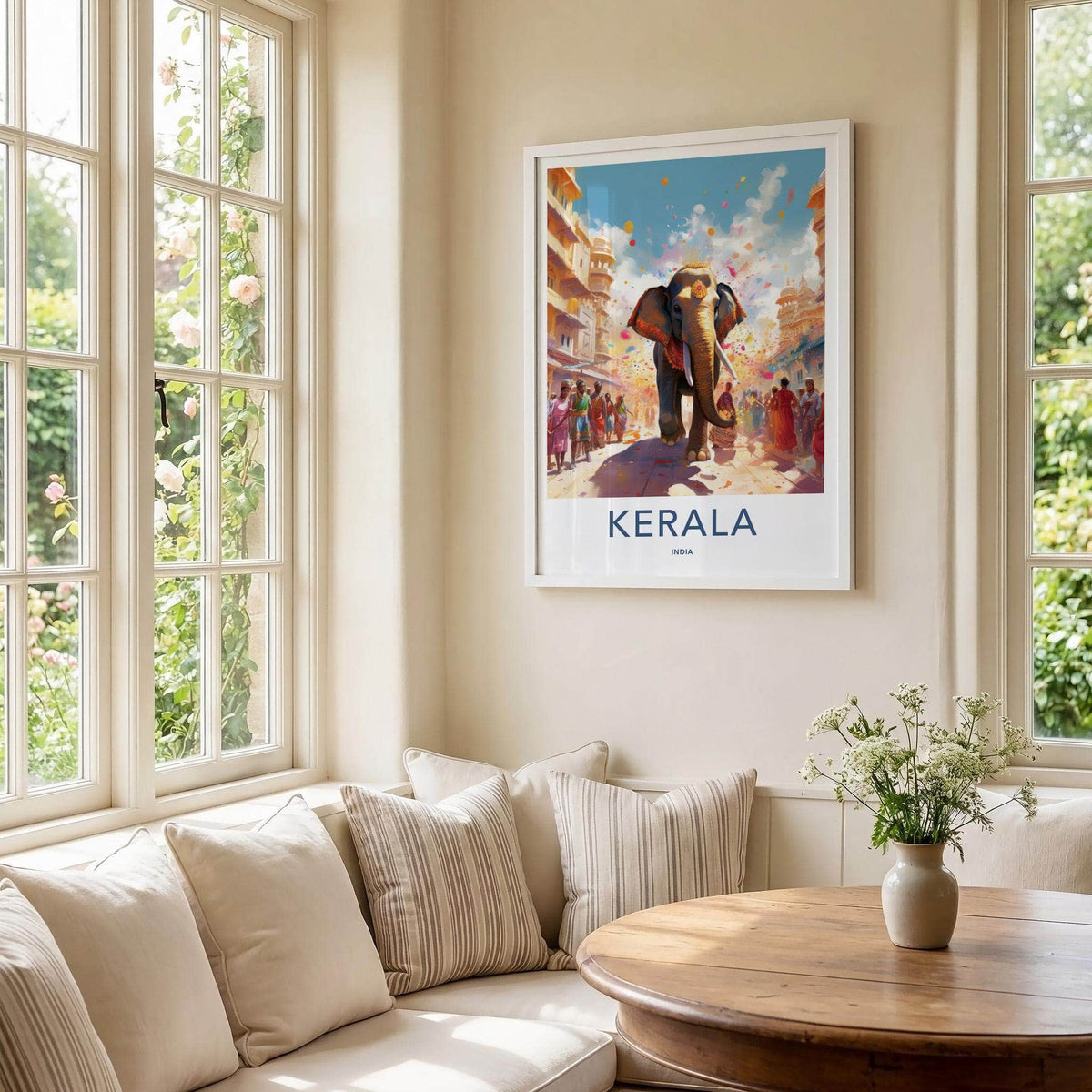 Kerala Wall Art - Vibrant Elephant Parade Poster