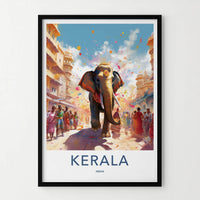 Kerala Wall Art - Vibrant Elephant Parade Poster