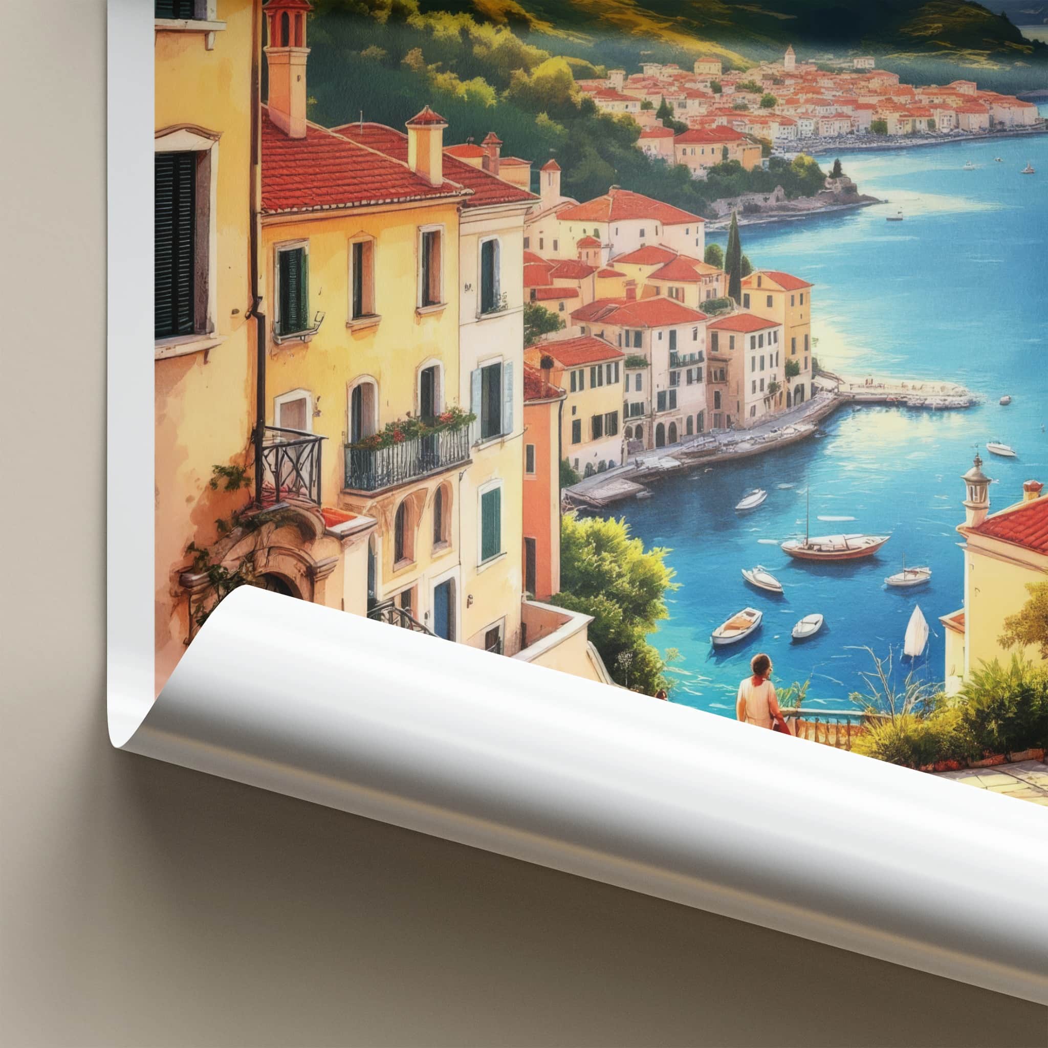 Kerkyra Poster - Greece Travel Art - Coastal Town Sunset Home Decor